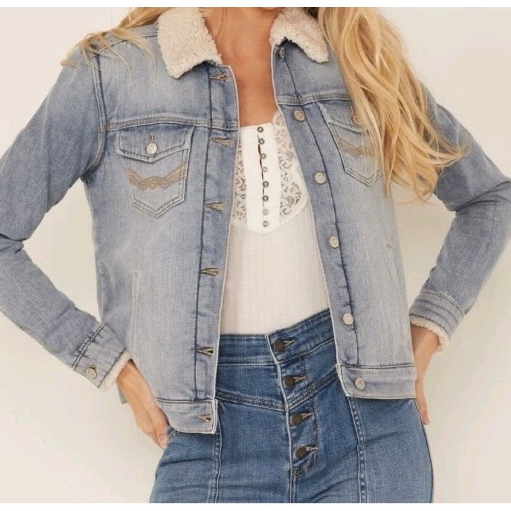 Idyllwind Women's Edgewood Sherpa Lined‎ Denim Jacket Sz Large Western Wear